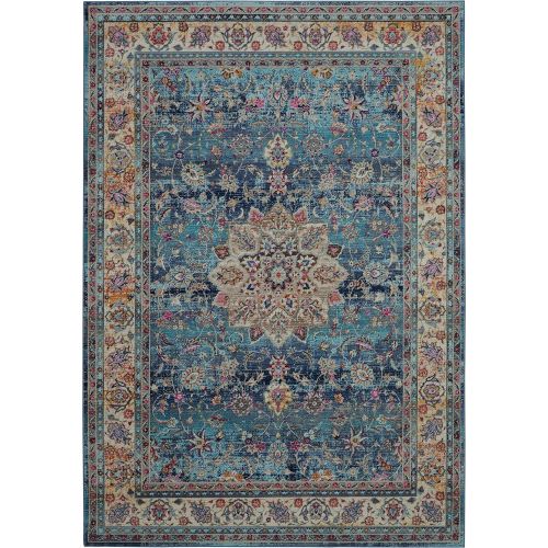  Nourison VKA01 Vintage Kashan Multicolor Oushak Area Rug, 53 X710, Blue