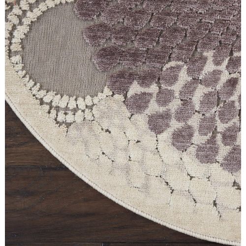  Nourison Graphic Illusions Grey Round Area Rug, 5-Feet 3-Inches by 5-Feet 3-Inches (53 x 53)