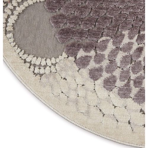  Nourison Graphic Illusions Grey Round Area Rug, 5-Feet 3-Inches by 5-Feet 3-Inches (53 x 53)