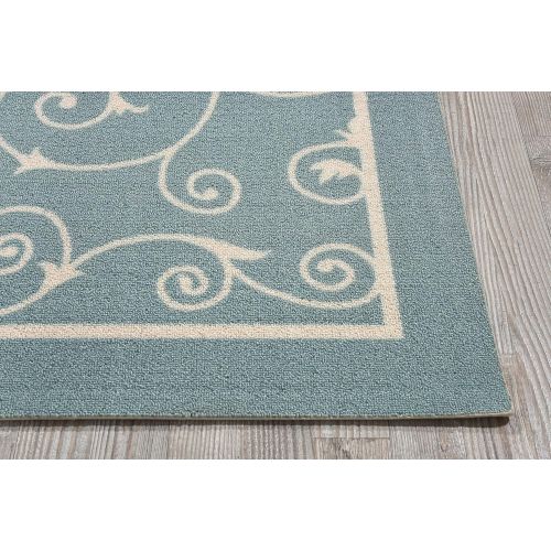  Nourison Home & Garden (RS019) Light Blue Rectangle Area Rug, 7-Feet 9-Inches by 10-Feet 10-Inches (79 x 1010)