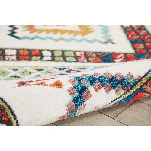  Nourison Tribal Decor Traditional Colorful White Area Rug 5 Feet 3 Inches by 7 Feet 6 Inches, 53X76