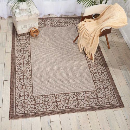  Nourison Garden Party GRD03 IvoryCharcoal IndoorOutdoor Area Rug 5 Feet 3 Inches by 7 Feet 3 Inches, 53X73