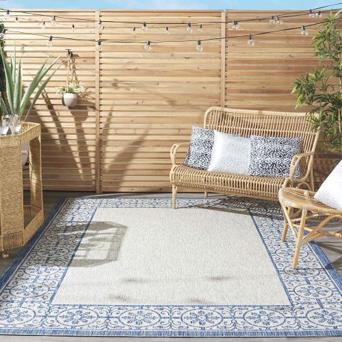  Nourison Garden Party GRD03 IvoryCharcoal IndoorOutdoor Area Rug 5 Feet 3 Inches by 7 Feet 3 Inches, 53X73