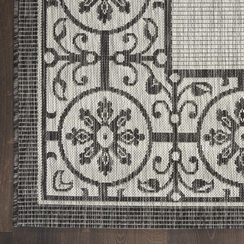  Nourison Garden Party GRD03 IvoryCharcoal IndoorOutdoor Area Rug 5 Feet 3 Inches by 7 Feet 3 Inches, 53X73
