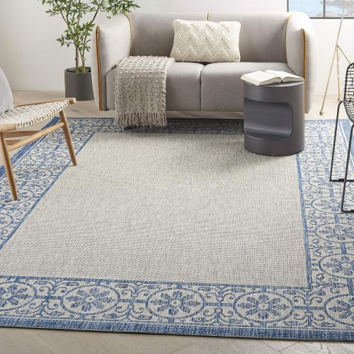  Nourison Garden Party GRD03 IvoryCharcoal IndoorOutdoor Area Rug 5 Feet 3 Inches by 7 Feet 3 Inches, 53X73