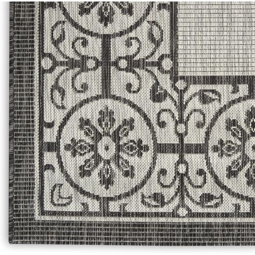  Nourison Garden Party GRD03 IvoryCharcoal IndoorOutdoor Area Rug 5 Feet 3 Inches by 7 Feet 3 Inches, 53X73
