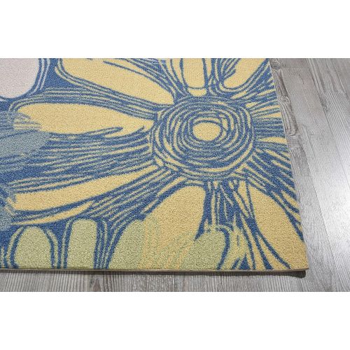  Nourison Home & Garden IndoorOutdoor 5.3X7.5 Blue Area Rug, 100% Polyester