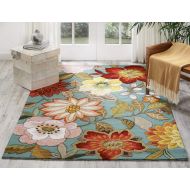 Nourison Fantasy Rectangle Rug, 5-Feet by 7.6-Feet, Aqua