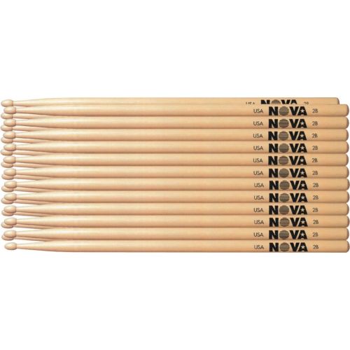  Nova 12-Pair Hickory Drumsticks Wood 2B