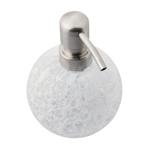  Nova Bath Collection Tibor Glass Round Bathroom or Kitchen Pump Liquid Soap Lotion Dispenser (White)