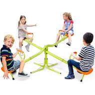 Nova Microdermabrasion Kids Seesaw Swivel Teeter-Totter Home Playground Equipment, 360 Degrees Rotating Safe, Outdoor Fun for Kids, Toddlers, Boys, Children (4 Seats)