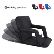 Nova Microdermabrasion Portable Stadium Seat Chair Reclining Seat for Bench Bleachers W/Padded Cushion Shoulder Straps - 6 Reclining Positions - Water Resistant