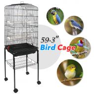 Nova Microdermabrasion 59.3 Rolling Metal Bird Cage Medium Birdcage with Stand for Cockatiel Sun Conure Parakeet Finch Budgie Lovebird Canary Pet Bird Cage