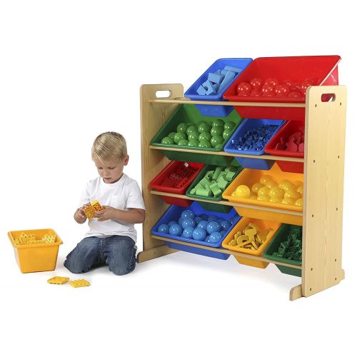  Nova Natural Toy Storage Organizer with Plastic Bins,Children Toys Chest Containers,Kids Toys Shelf,Toy Storage Station for Boys,Girls and Toddlers