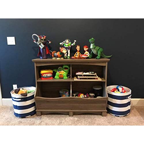  Nova Natural Toy Box Cubby with Shelves,Childrens Chest Organizer for Bedroom,Book Shelf with Storage,Storage Bin Furniture for Toddlers with 2 Open Shelves and Two Storage Bins