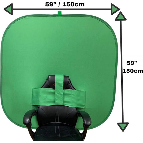  NOVARENA 5ft x 5ft Green Screen Work from Home Video Conferencing Dual-Sided 59/150cm Square Webcam Zoom Background Screen Privacy Chroma Key Chair Backdrop Video Chats Skype YouTu