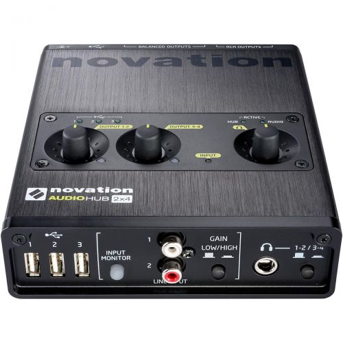  Novation},description:Audiohub 2x4 is a combined audio interface and USB hub for electronic music production with Focusrite sound quality. It lets you connect and power all your US