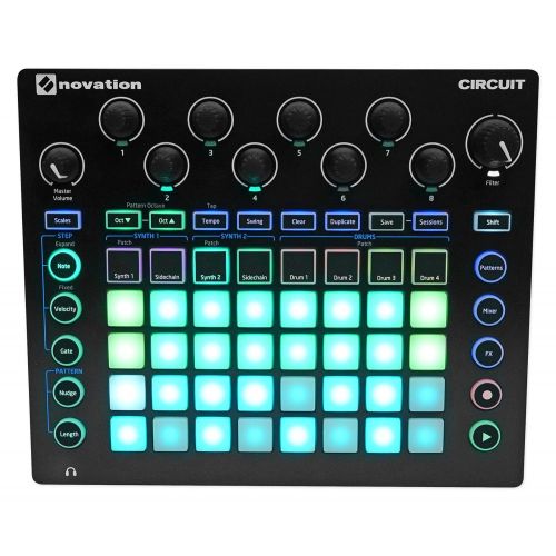  Novation CIRCUIT Groove Box Music Controller Pad/Drum Machine+2) Speakers+Mic