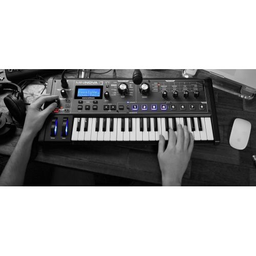  Novation Mini Nova analogue-modeling synthesizer w/ Sustain Pedal and 2 18.6 Instrument Cables