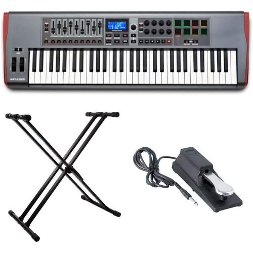  Novation AMS-IMPULSE-61 Impulse 61 with On Stage Sustain Pedal and Knox Adjustable Keyboard Stand