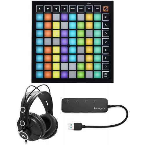  [아마존베스트]Novation Launchpad Mini MK3 Grid Controller for Ableton Live Bundle with Headphones and Knox 4 Port 3.0 USB Hub (3 Items)