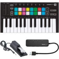 [아마존베스트]Novation Launchkey Mini MK3 25 Mini-Key MIDI Keyboard with Sustain Pedal and Knox 4 Port 3.0 USB Hub (3 Items)