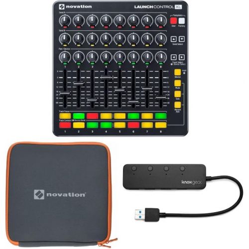  [아마존베스트]Novation Launch Control XL MIDI USB Ableton Live Controller Bundle with Launch Control XL Case & Knox 3.0 4 Port USB Hub (3 Items)