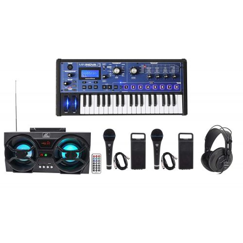  Novation MiniNova 37-Key Compact USB MIDI Keyboard Synth+Headphones+Mics+Speaker