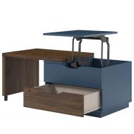 Novogratz Xavier Lift Top Swivel Coffee Table, Walnut