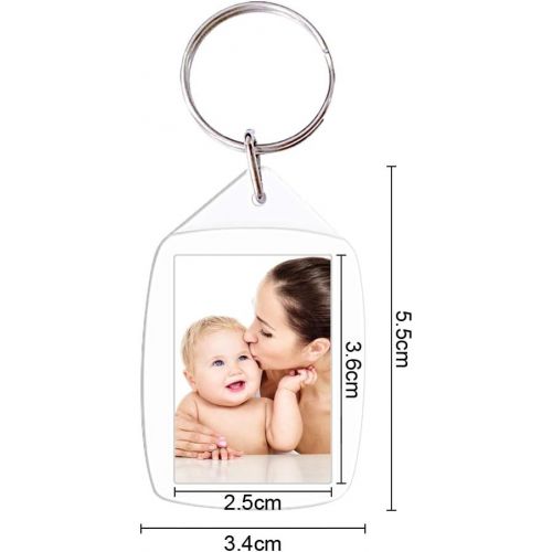  Novsix 40pcs Acrylic Photo Frame Keyring, Personalized Keychains, Clear Picture Keychain as Gift, Suit for Artwork