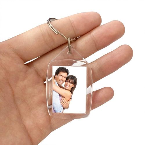  Novsix 40pcs Acrylic Photo Frame Keyring, Personalized Keychains, Clear Picture Keychain as Gift, Suit for Artwork