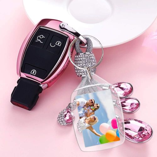  Novsix 40pcs Acrylic Photo Frame Keyring, Personalized Keychains, Clear Picture Keychain as Gift, Suit for Artwork