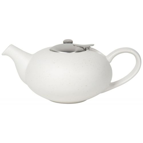  Now Designs London Pottery Pebble Teapot with Stainless Steel Infuser, 4 Cup Capacity, White Flecks