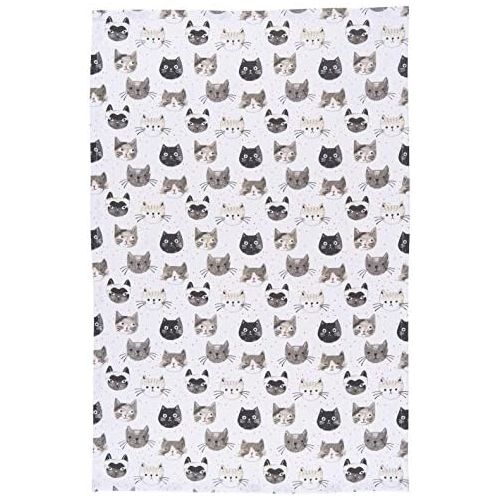  Now Designs Cotton Kitchen Towel, Cats Meow Print