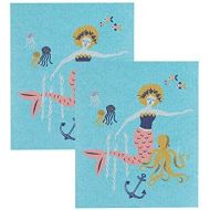 Now Designs Compostable Swedish Dishcloths, Mermaids - 6.5 x 8 in | Set of 2