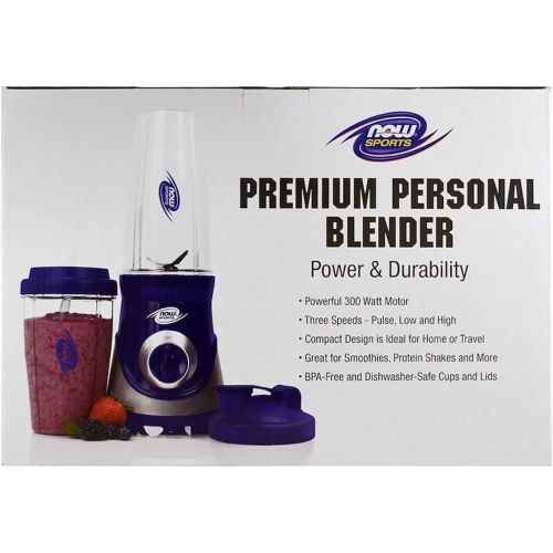  Now Foods NOW Sports Nutrition, Personal Blender with Two BPA-Free and Dishwasher-Safe Cups and Lids, 300 Watt, 1-Blender