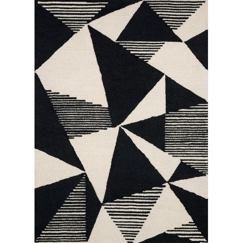  Now House by Jonathan Adler Fractal Collection Area Rug, 36 x 56, Ivory and Black