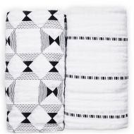 African-Inspired Organic Cotton Newborn Baby Swaddle Blanket Set in Gift Box by Nsaaba (2 Pack) | 47” x 47” Soft and Breathable Infant Sleep Wrap | Great Baby Shower Present for Bo