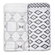 African-Inspired Organic Cotton Newborn Baby Swaddle Blanket Set in Gift Box by Nsaaba (2 Pack) | 47”...