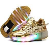 Nsasy Kids Roller Shoes Boy Girl Sneakers with Wheels Become Sport Sneaker with Led for Children Gift