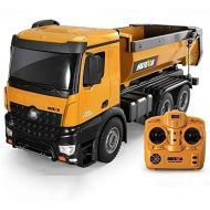 Nsddm Large Ten-Channel RC Alloy Dump RC Car Mine Transportation Lorry RC Construction Truck 1:14 Full Functional RC Truck Heavy Duty Metal Vehicle with LED Lights Simulation Sound
