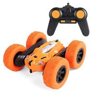 Nsddm 2.4Ghz Double-Sided Stunt Dump RC Car, 360°Rotating All Terrain Remote Control Car, with LED Lights/Dual Battery RC Vehicle, Boy Teen Birthday Present RC Truck, (Color : Oran
