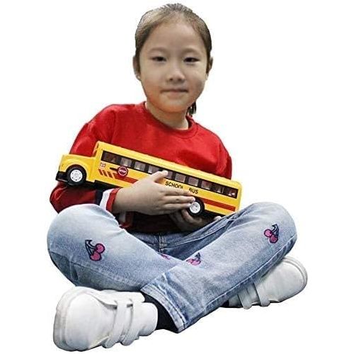  Nsddm RC Bus with Realistic Sound & Light 6 Channel 2.4G Remote Control School Bus Truck Opening Door High Speed One Key Start Bus Vehicle Toy Rechargeable Electric Bus Toy Model G