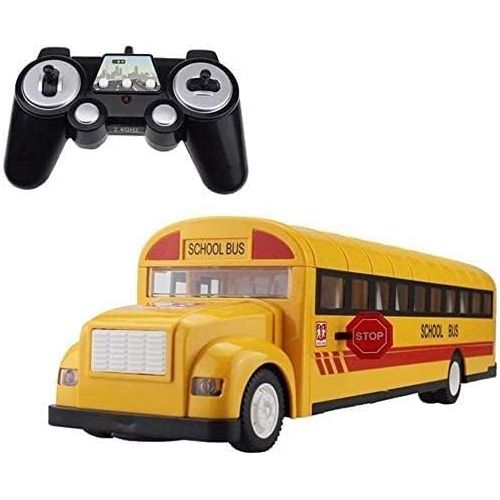  Nsddm RC Bus with Realistic Sound & Light 6 Channel 2.4G Remote Control School Bus Truck Opening Door High Speed One Key Start Bus Vehicle Toy Rechargeable Electric Bus Toy Model G