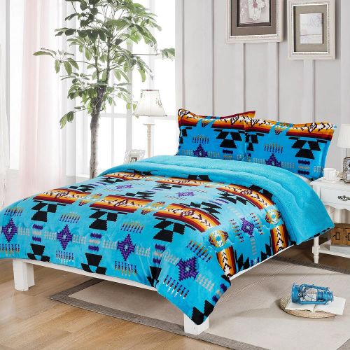  Nu Trendz Signature Southwest Design (Navajo Print) King Size 3pcs Set 15081 Blue