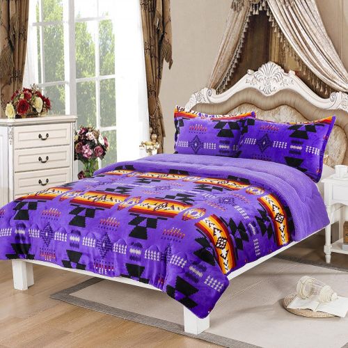  Nu Trendz Signature Southwest Design (Navajo Print) King Size 3pcs Set 16112 Purple