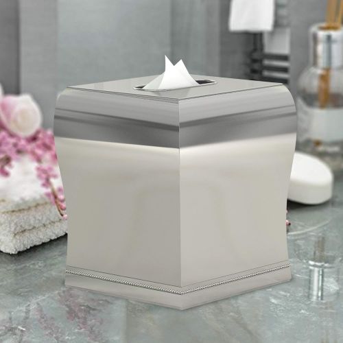  nu steel Boutique Cover,Part of Our Coyote Accessory Set Stainless Steel Square Facial Tissue Box Holder for Bathroom Vanity Countertops,Bedroom Dressers-Shiny