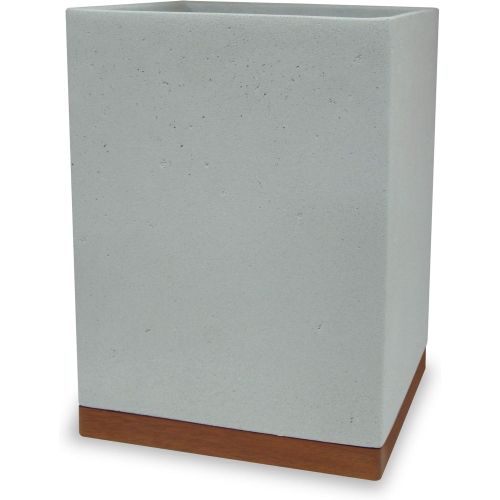  nu steel Concrete, Made of Cement Small Trash Can Wastebasket, Garbage Container Bin for Bathrooms, Powder Rooms, Kitchens, Home Offices, Grey Stone/Brown