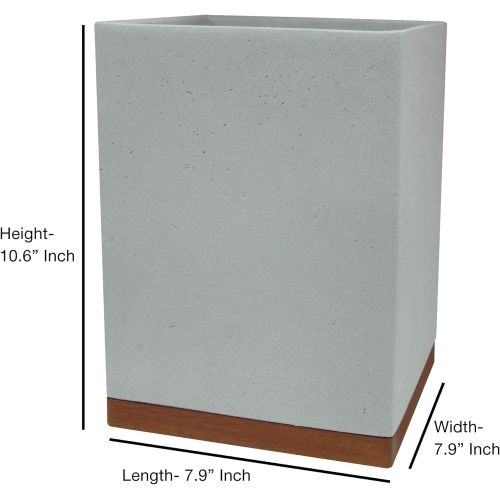  nu steel Concrete, Made of Cement Small Trash Can Wastebasket, Garbage Container Bin for Bathrooms, Powder Rooms, Kitchens, Home Offices, Grey Stone/Brown