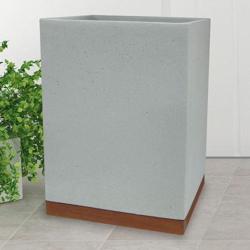  nu steel Concrete, Made of Cement Small Trash Can Wastebasket, Garbage Container Bin for Bathrooms, Powder Rooms, Kitchens, Home Offices, Grey Stone/Brown